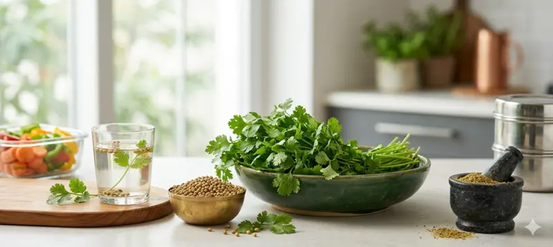 fresh coriander garnish in meals